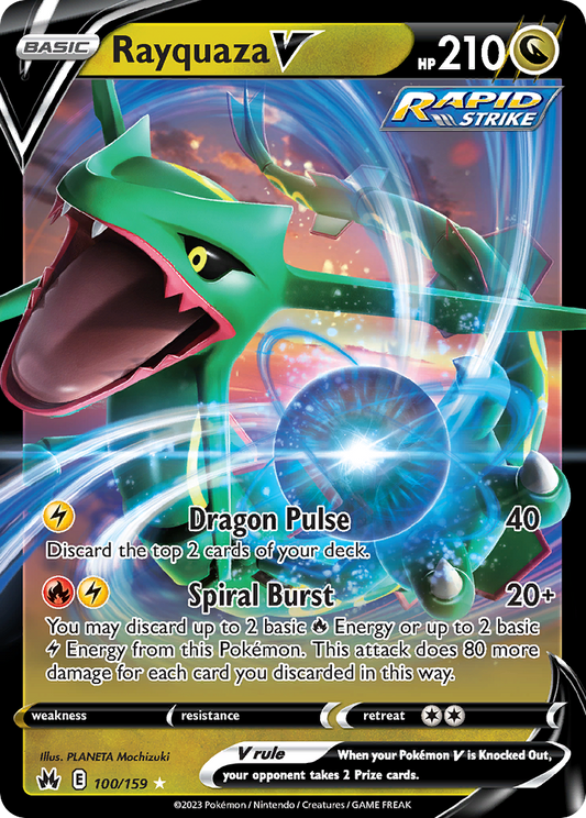 Rayquaza V 100/159 V Rare Crown Zenith Holo NM/M