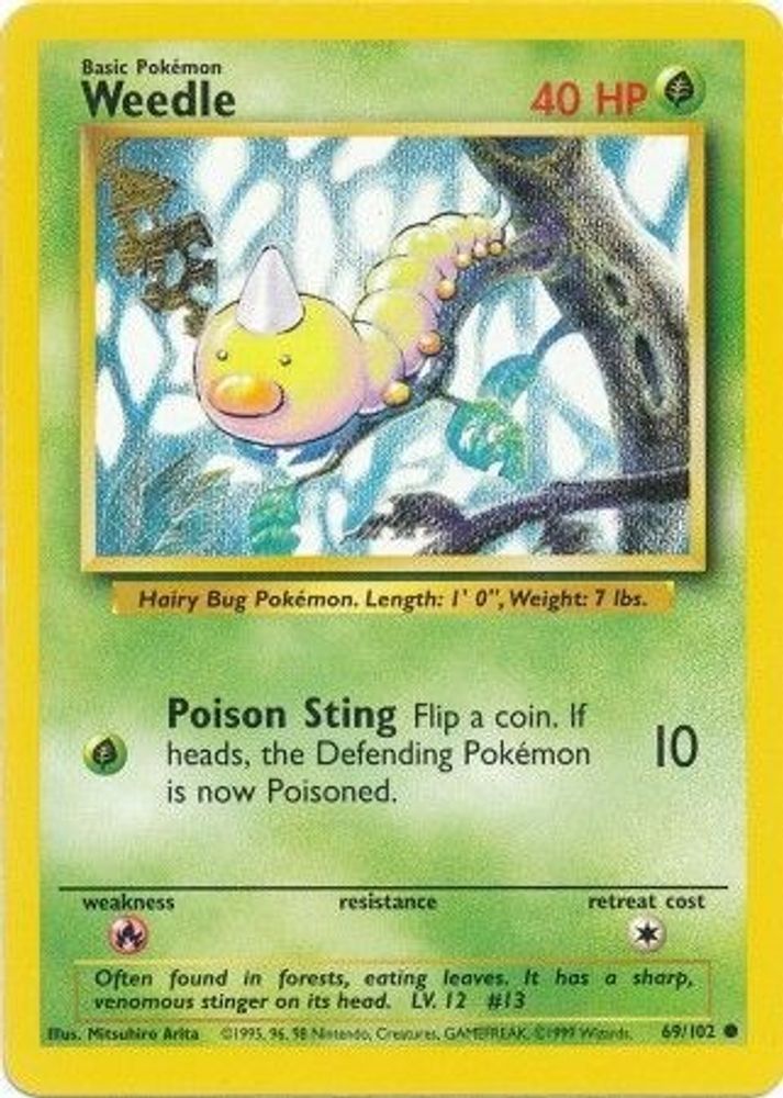 Weedle 69/102 Common Base Set Unlimited NM/M