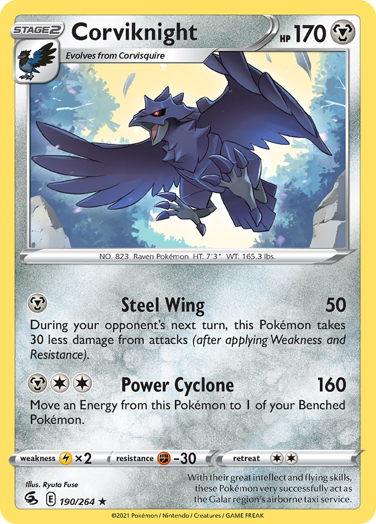 Corviknight 190/264 Rare Reverse Holo Fusion Strike NM/LP
