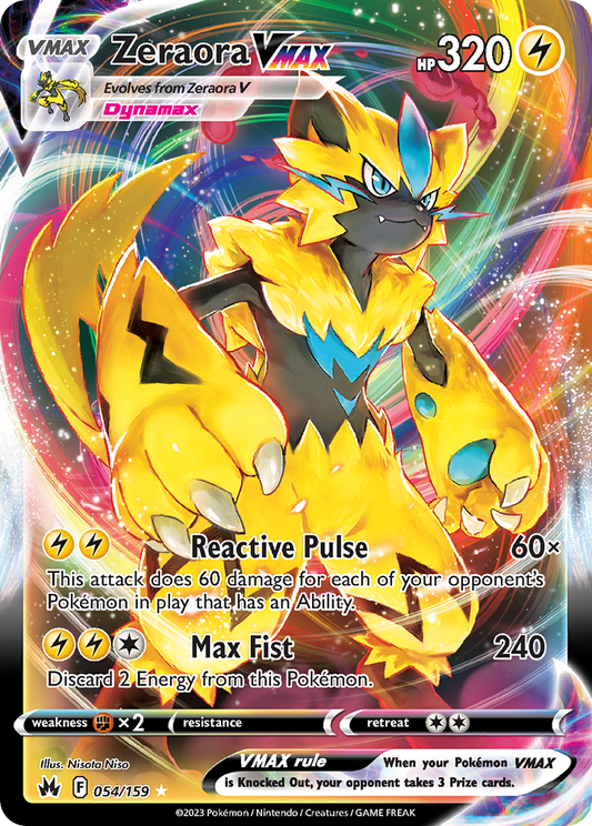 Zeraora VMAX 054/159 VMAX Rare Crown Zenith Holo NM/M