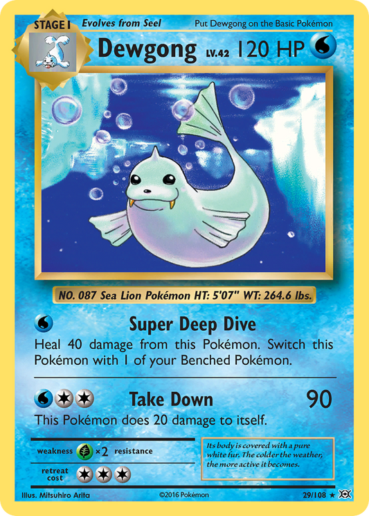 Dewgong 29/108 Rare Reverse Holo Evolutions NM/M