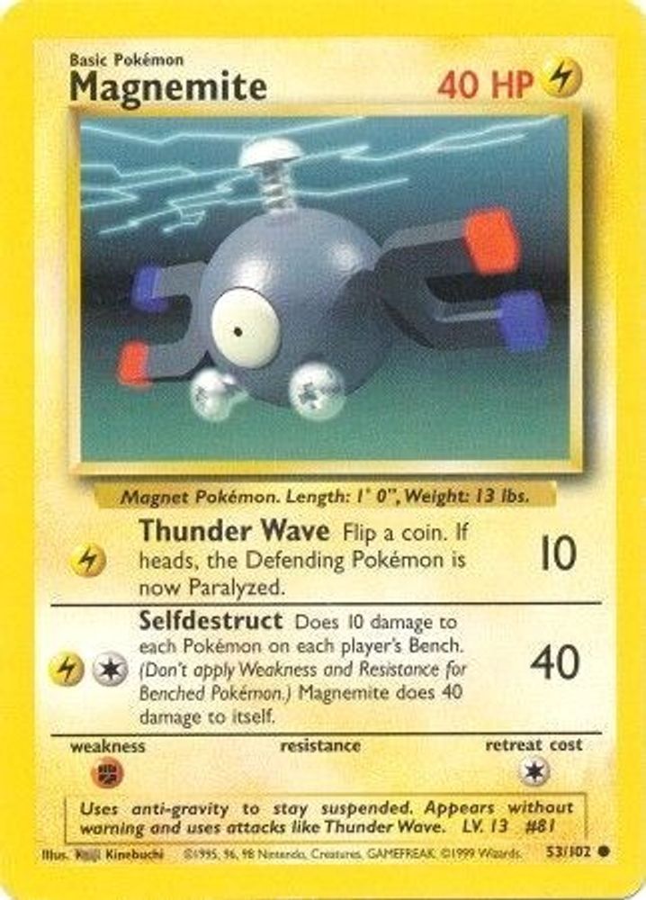 Magnemite 53/102 Common Base Set Unlimited NM/M