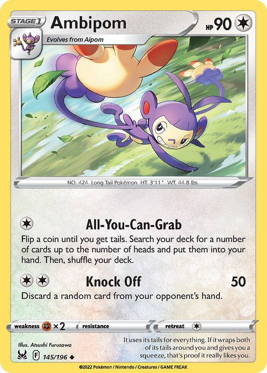 Ambipom 145/196 Uncommon Reverse Holo Lost Origin NM/LP