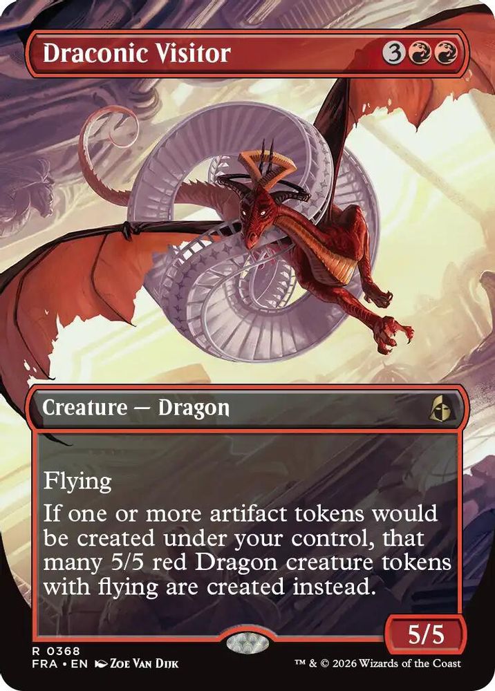 Draconic Visitor (Borderless) 368 Rare Foil Reality Fracture NM/M
