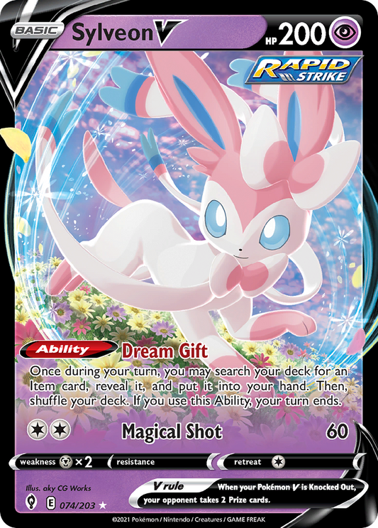 Sylveon V 074/203 V Rare Evolving Skies Holo NM/M