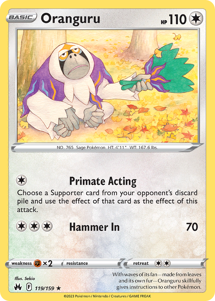 Oranguru 119/159 Rare Reverse Holo Crown Zenith NM/LP
