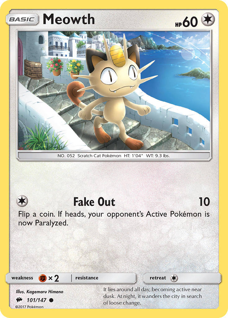 Meowth 101/147 Common Burning Shadows NM/M