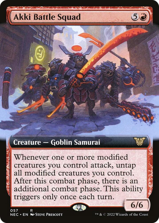 Akki Battle Squad (Extended Art) 57 Rare Commander: Kamigawa: Neon Dynasty NM/M