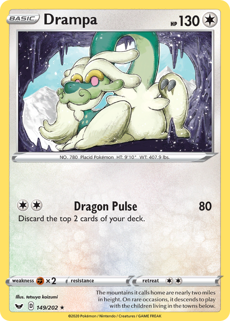 Drampa 149/202 Rare Reverse Holo Sword & Shield NM/LP