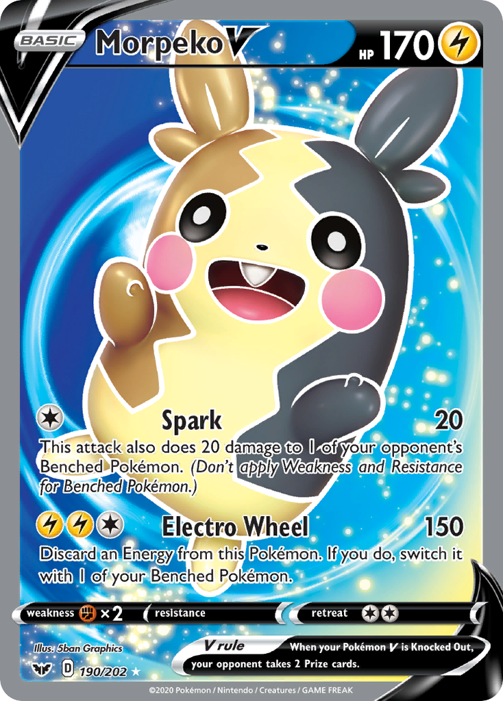 Morpeko V 190/202 Ultra Rare Sword & Shield NM/M