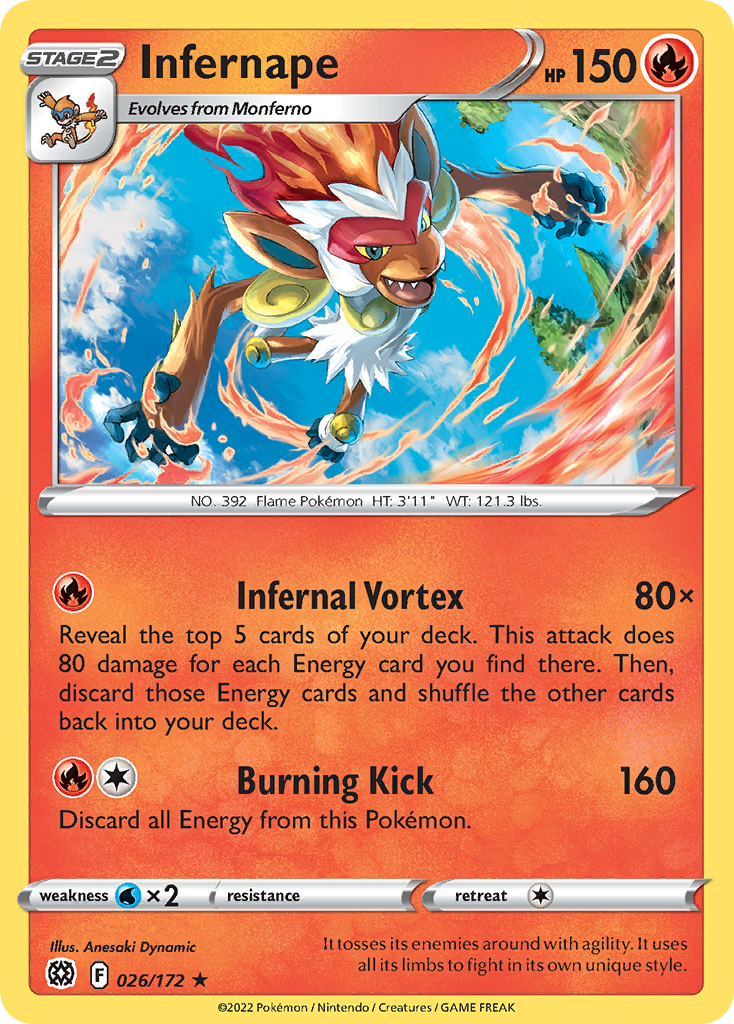 Infernape 026/172 Rare Brilliant Stars Holo NM/LP