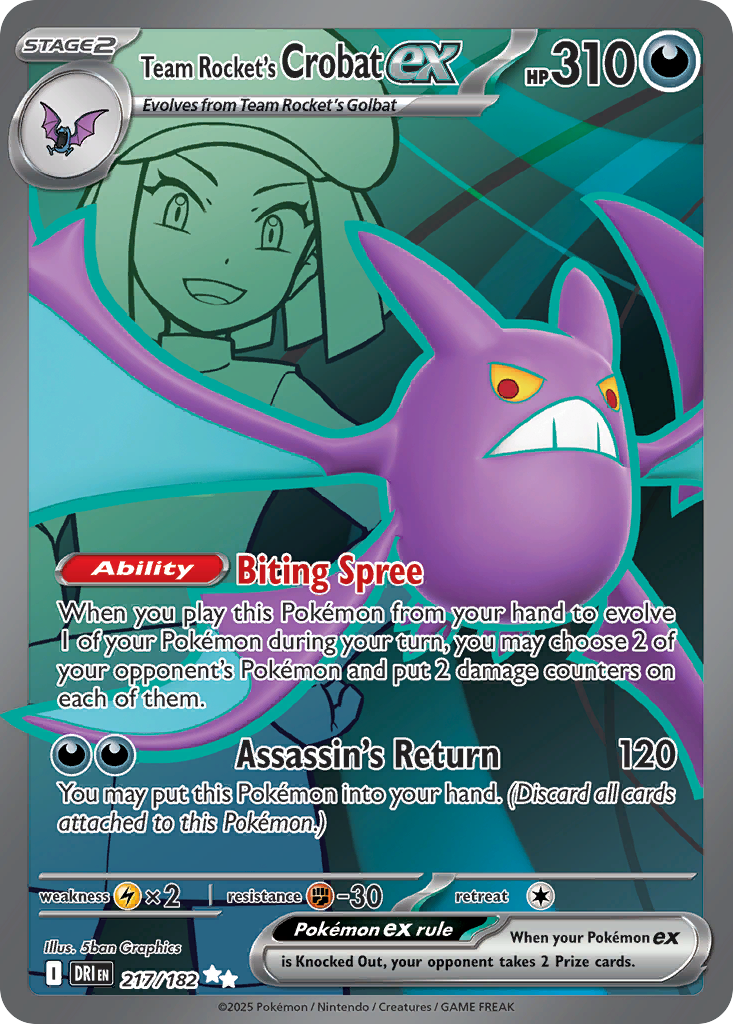 Team Rocket's Crobat ex 217/182 Ultra Rare Holo Destined Rivals NM/M