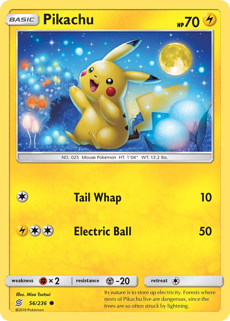 Pikachu 56/236 Common Reverse Holo Unified Minds NM/M