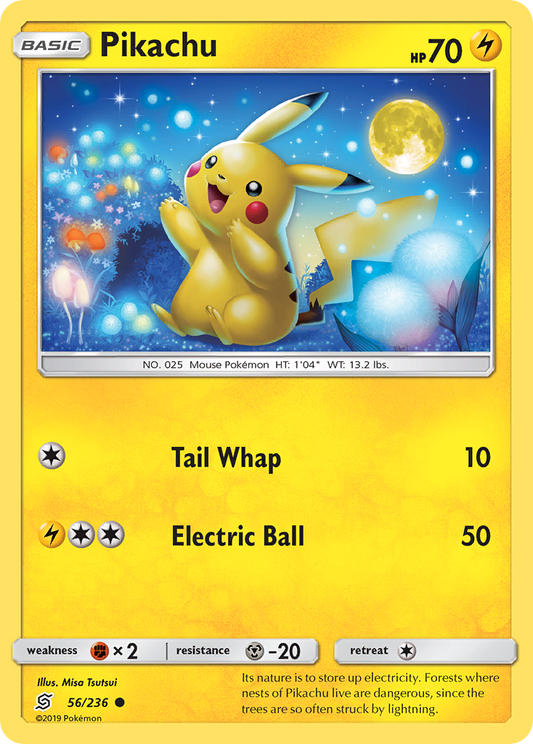 Pikachu 56/236 Common Reverse Holo Unified Minds NM/M