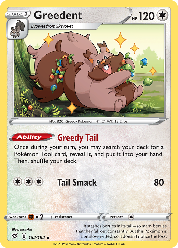 Greedent 152/192 Rare Reverse Holo Rebel Clash NM/LP