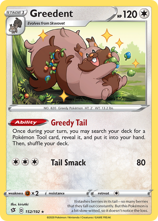 Greedent 152/192 Rare Reverse Holo Rebel Clash NM/LP