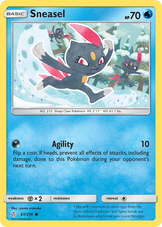 Sneasel 43/236 Common Reverse Holo Cosmic Eclipse NM/LP