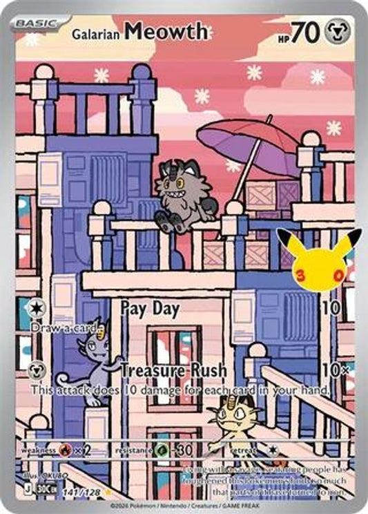 Galarian Meowth 141/128 Illustration Rare ME: 30th Celebration NM/M