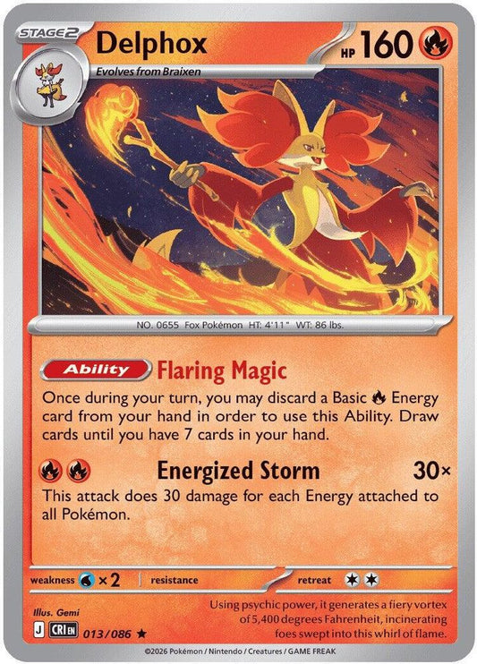 Delphox 013/086 Rare Holo Chaos Rising NM/M