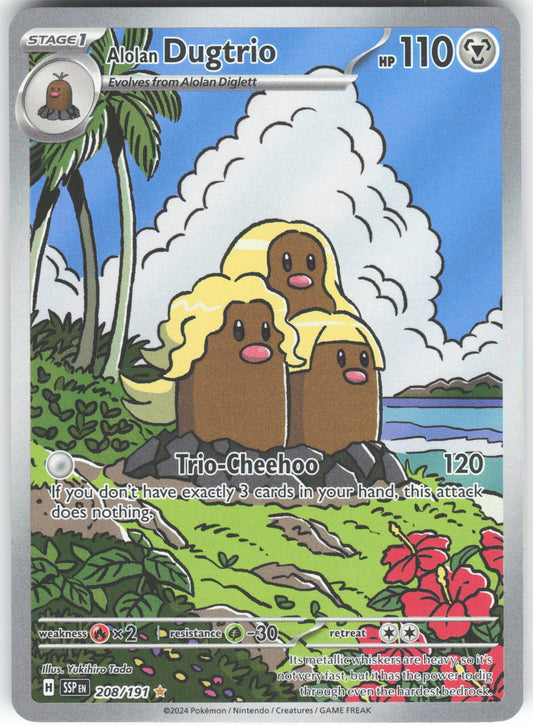 Alolan Dugtrio - Illustration Rare SV08: Surging Sparks 208/191 NM