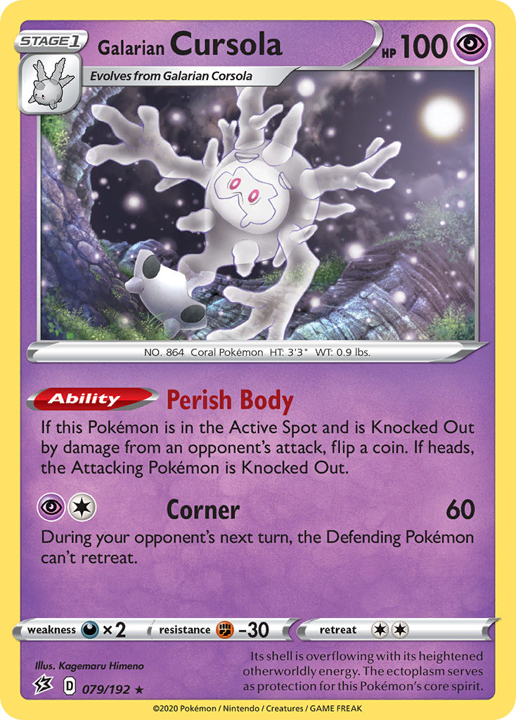 Galarian Cursola 079/192 Rare Rebel Clash Holo NM/LP