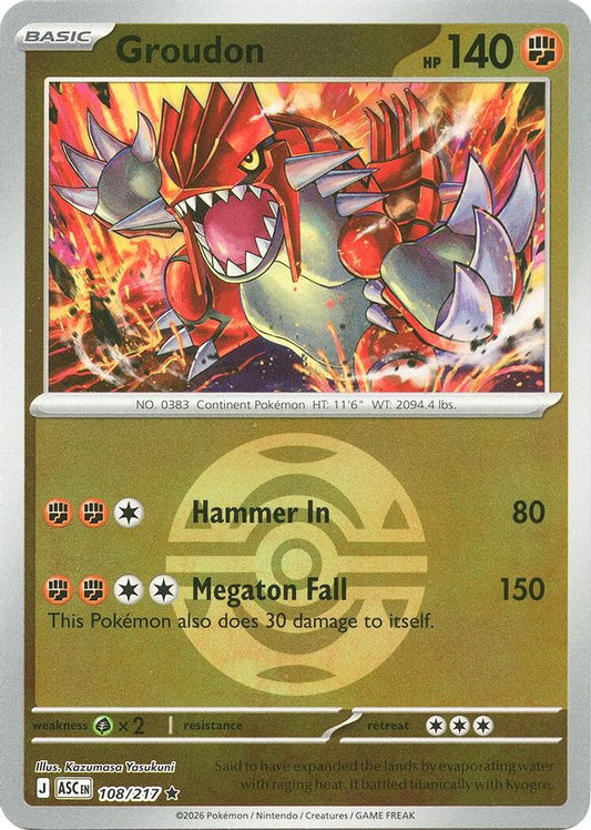 Groudon (Dusk Ball) 108/217 Rare Reverse Holo Ascended Heroes NM/M