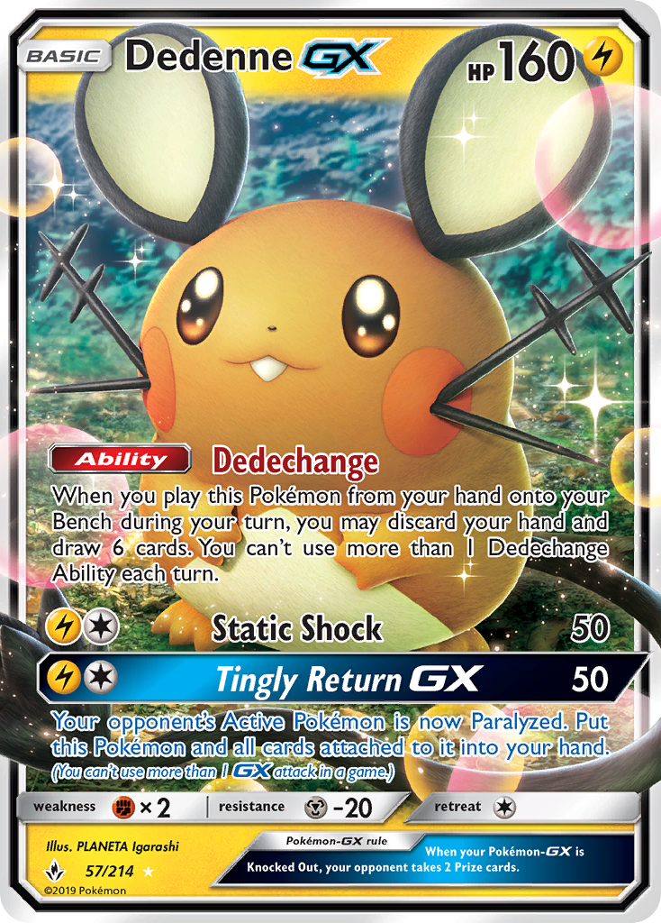 Dedenne GX 57/214 GX Rare Unbroken Bonds Holo NM/M