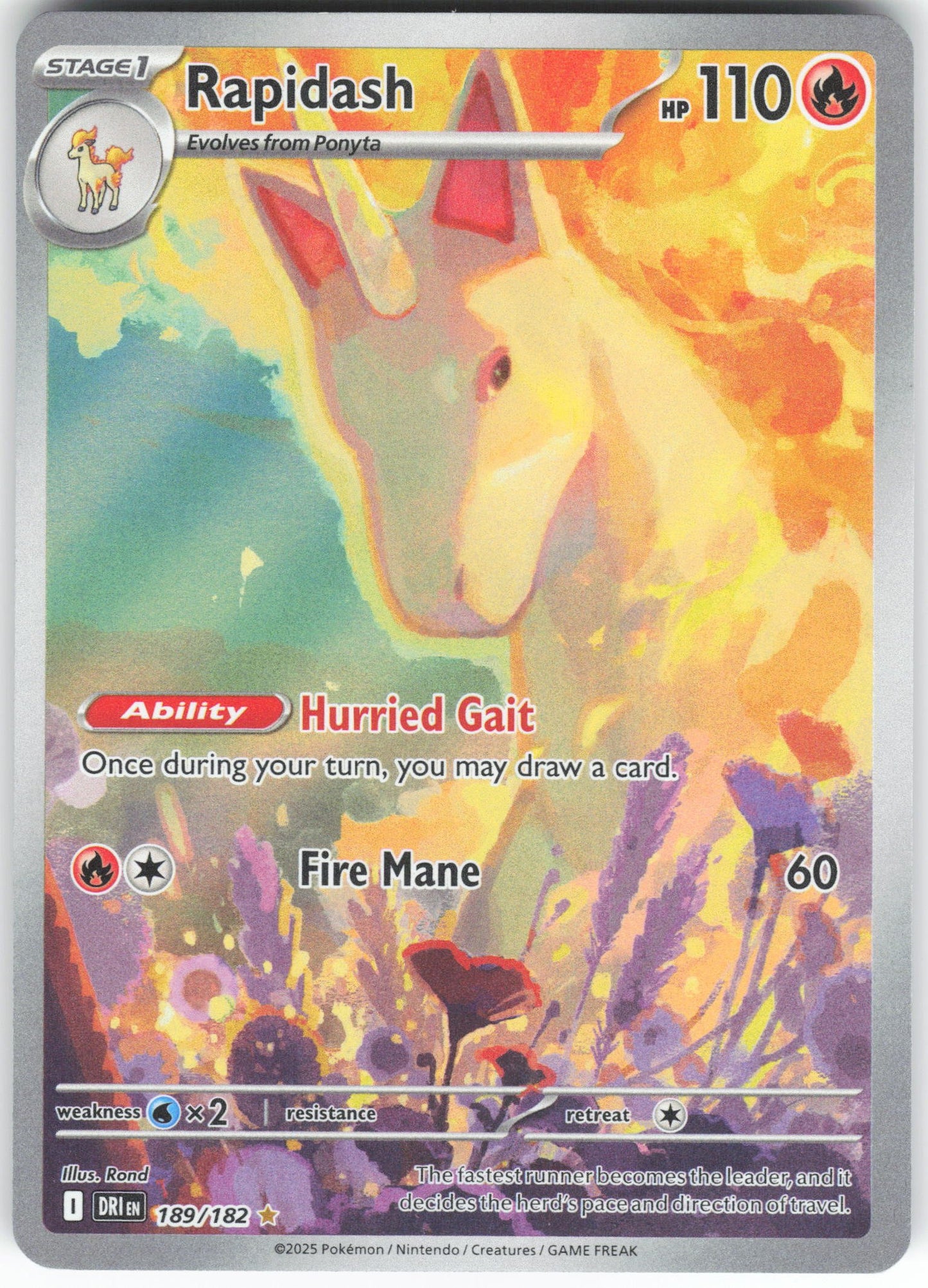 Rapidash - Illustration Rare SV10: Destined Rivals 189/182 NM
