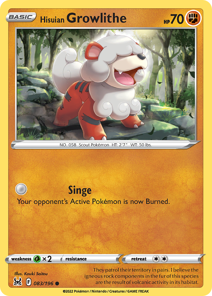 Hisuian Growlithe 083/196 Common Reverse Holo Lost Origin NM/LP