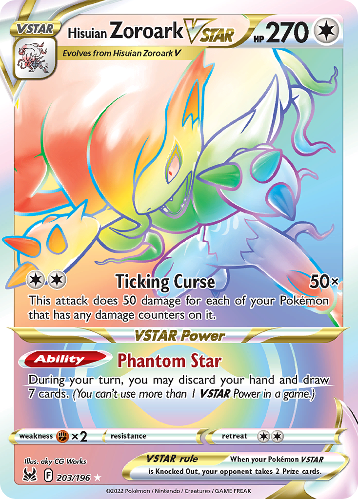 Hisuian Zoroark VSTAR 203/196 Rainbow Rare Lost Origin NM/M