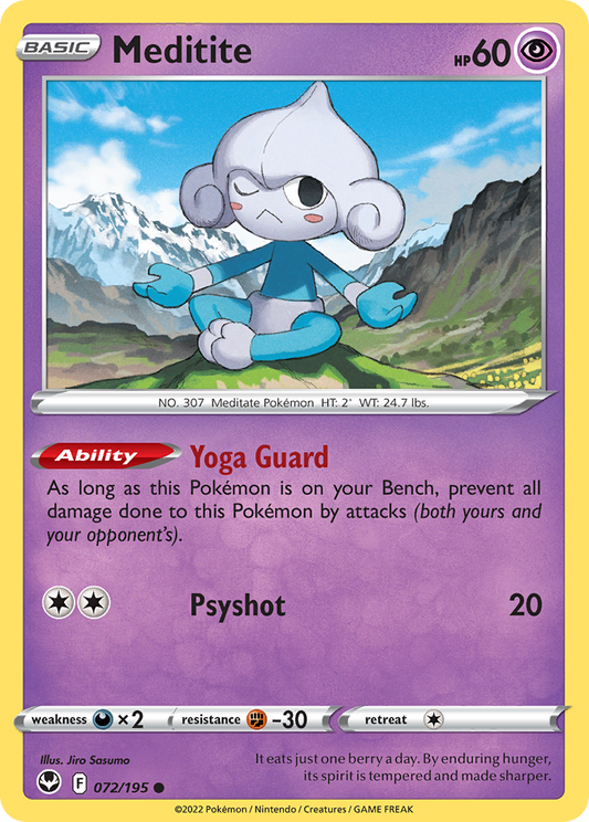 Meditite 072/195 Common Reverse Holo Silver Tempest NM/LP