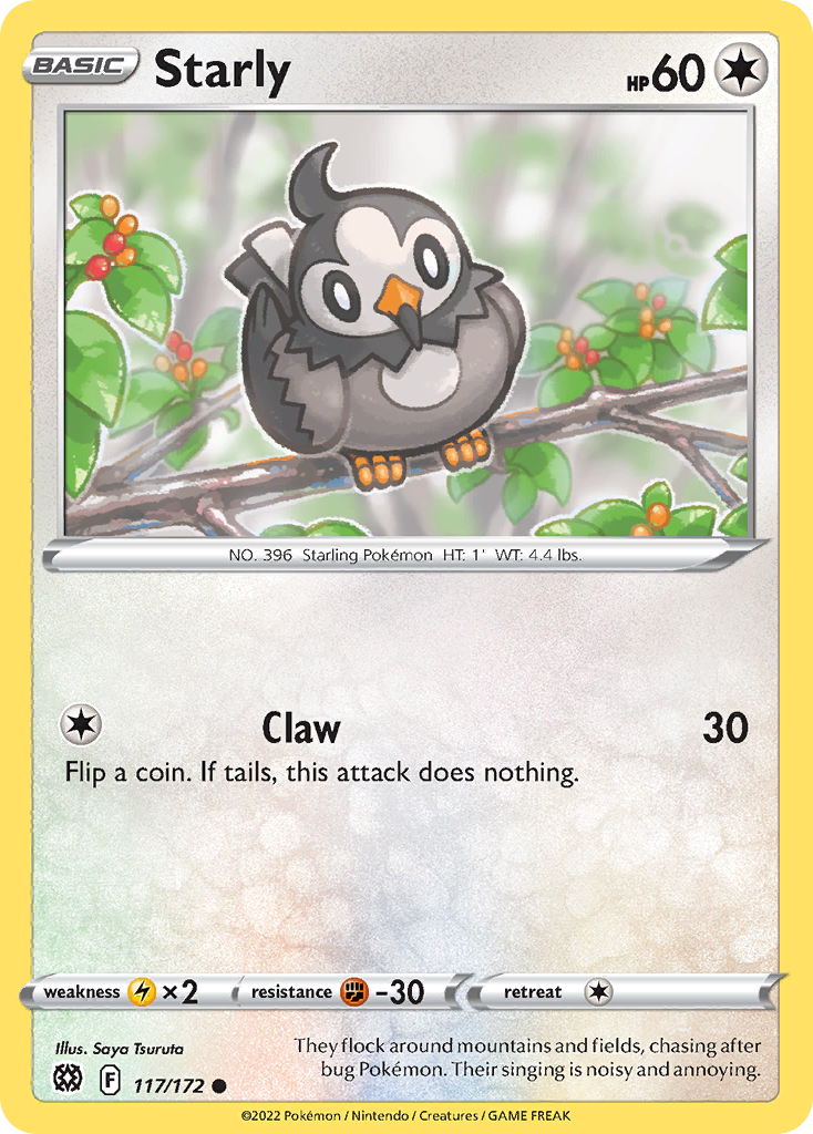 Starly 117/172 Common Reverse Holo Brilliant Stars NM/LP