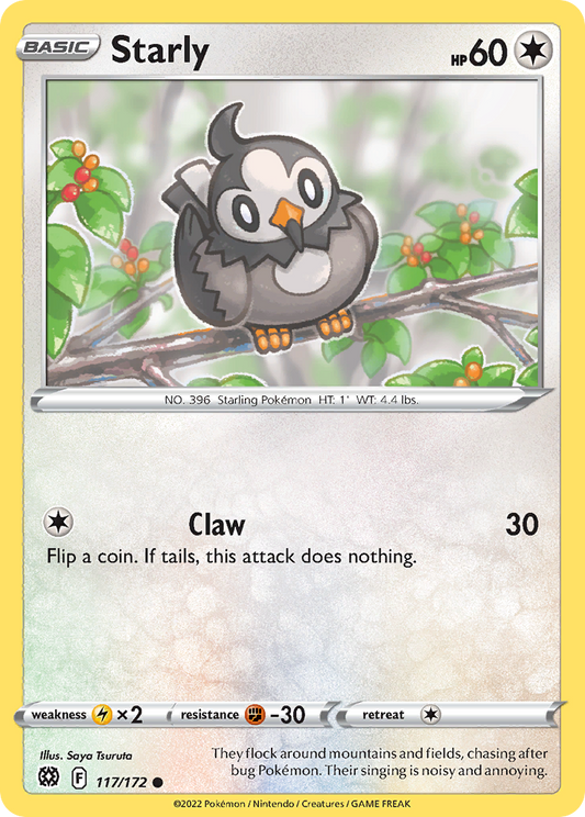 Starly 117/172 Common Reverse Holo Brilliant Stars NM/LP