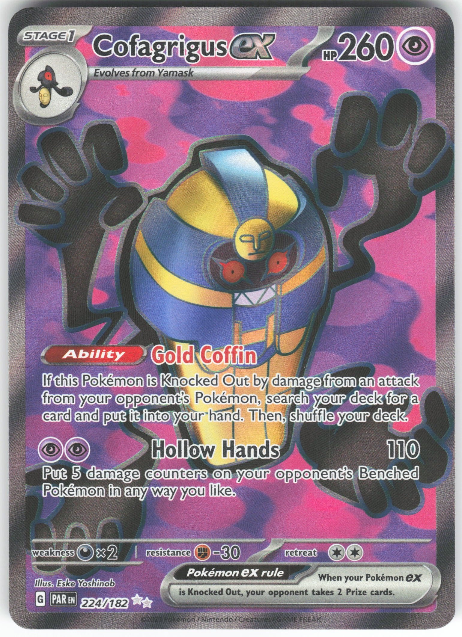 Cofagrigus ex - Ultra Rare SV04: Paradox Rift 224/182 NM