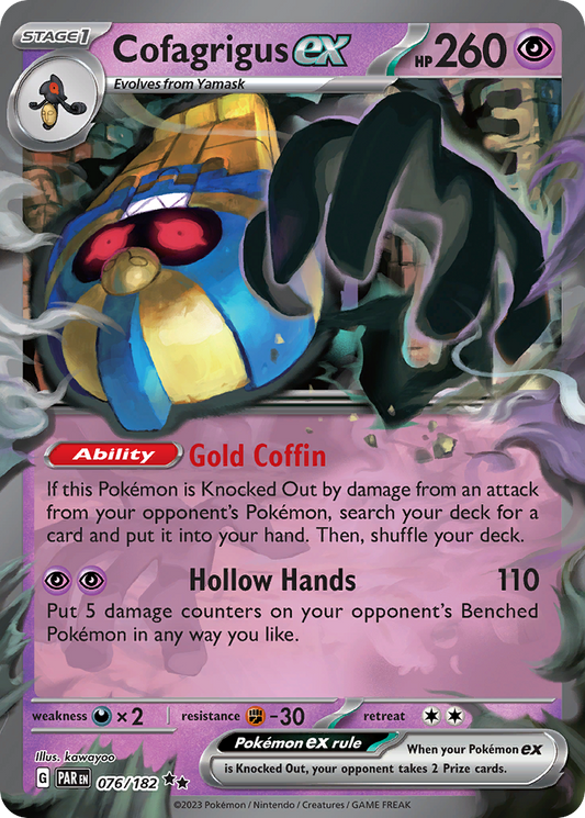 Cofagrigus ex 076/182 Double Rare Paradox Rift NM/M