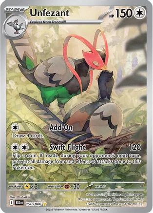 Unfezant 150/086 Illustration Rare Black Bolt Holo NM/M