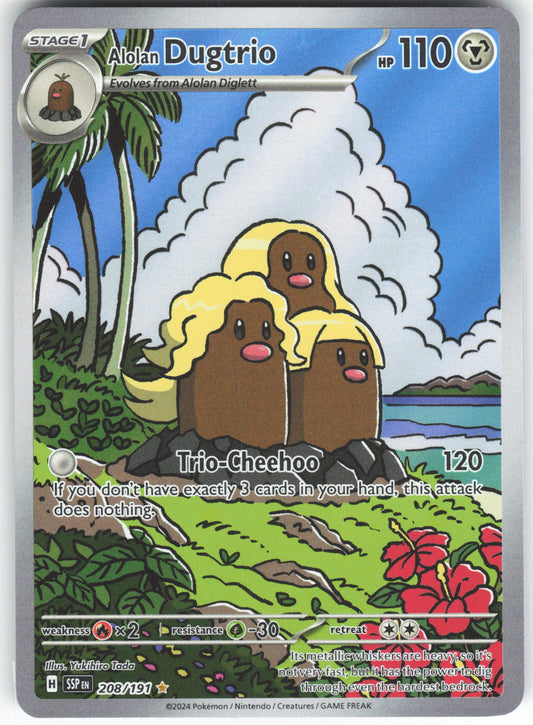 Alolan Dugtrio - Illustration Rare SV08: Surging Sparks 208/191 NM