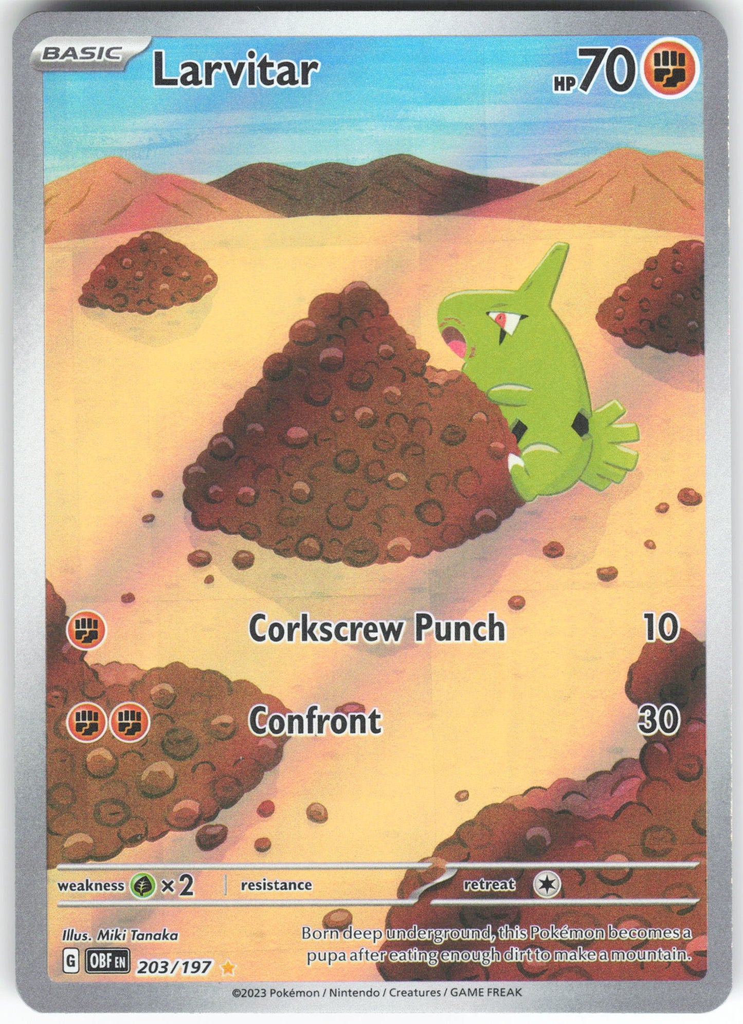 Larvitar - Illustration Rare SV03: Obsidian Flames 203/197 NM