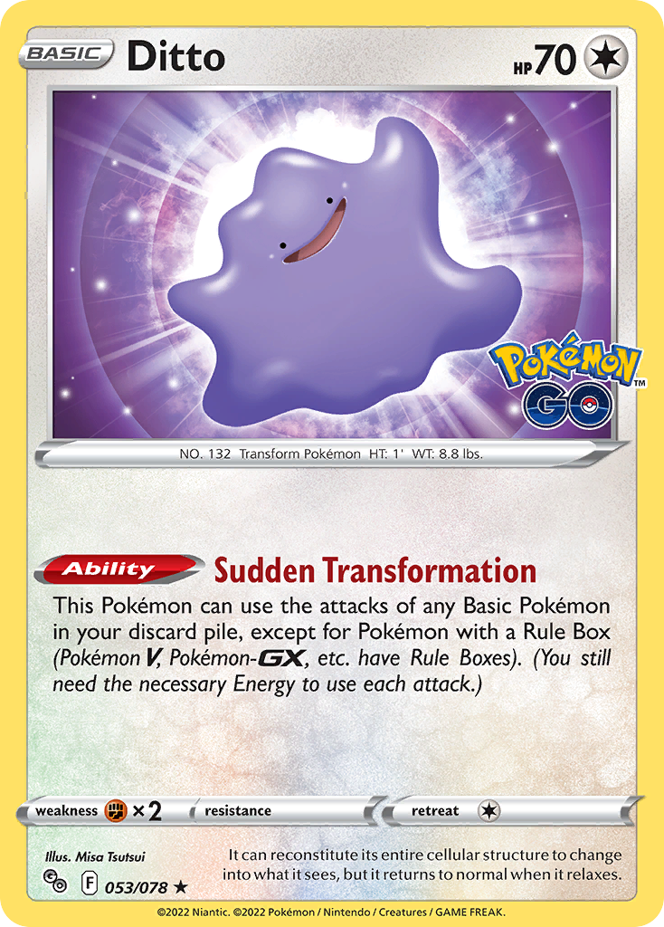 Ditto 053/078 Rare Pokemon GO Holo NM/M