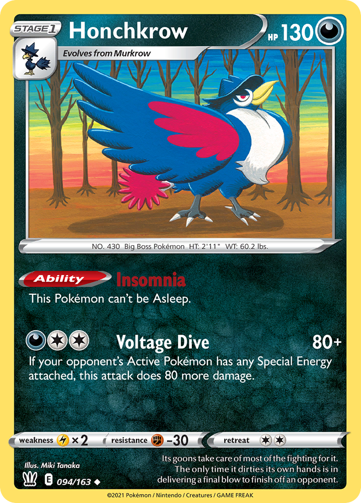 Honchkrow 094/163 Uncommon Reverse Holo Battle Styles NM/LP
