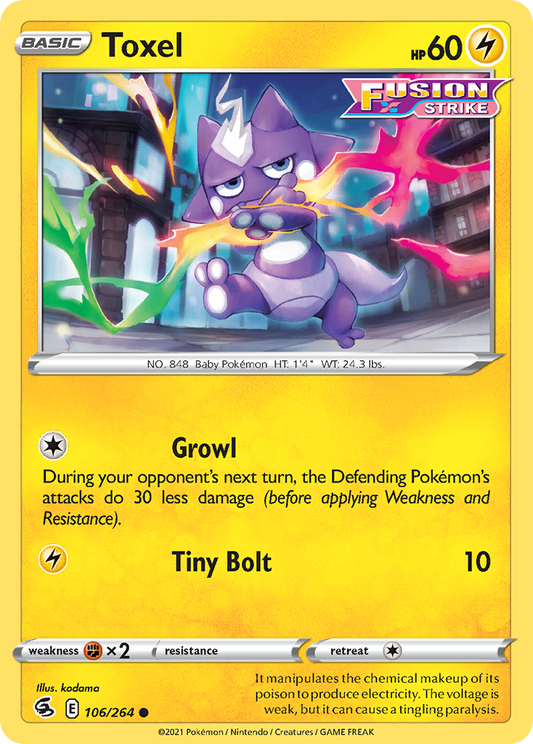 Toxel 106/264 Common Reverse Holo Fusion Strike NM/LP
