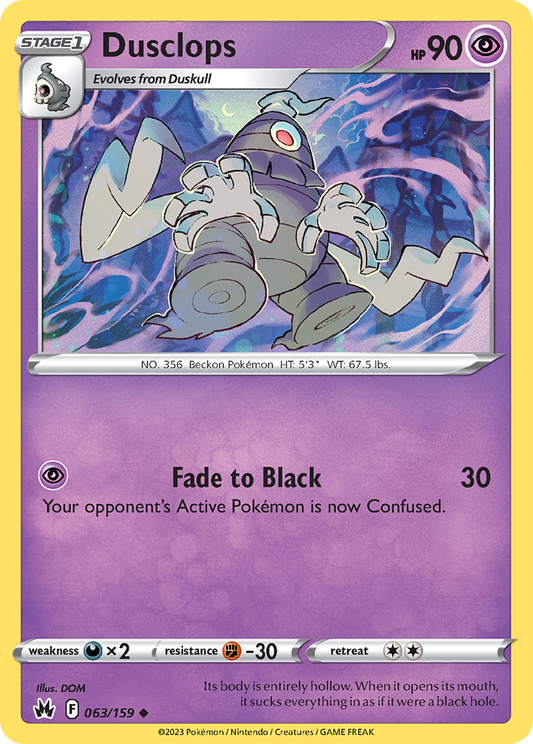 Dusclops 063/159 Uncommon Reverse Holo Crown Zenith NM/LP