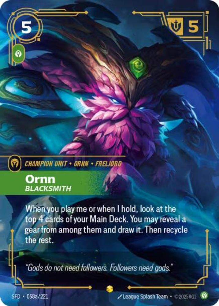 Ornn - Blacksmith (Alternate Art) 058A/221 Showcase Spiritforged NM/M