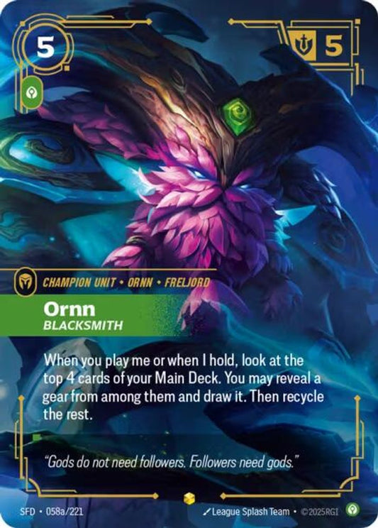 Ornn - Blacksmith (Alternate Art) 058A/221 Showcase Spiritforged NM/M