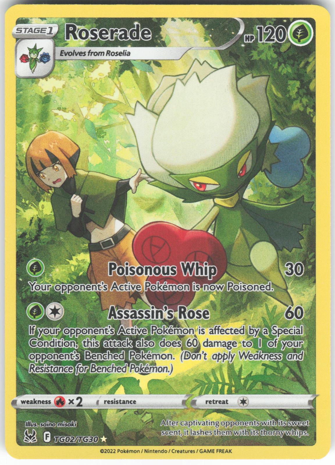 Roserade TG02/TG30 Trainer Gallery Rare Lost Origin Trainer Gallery Holo LP