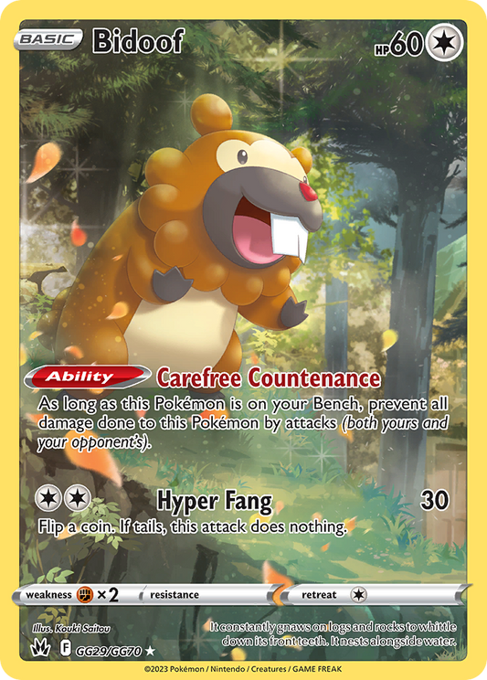 Bidoof GG29/GG70 Trainer Gallery Rare Crown Zenith Galarian Gallery Holo NM/M