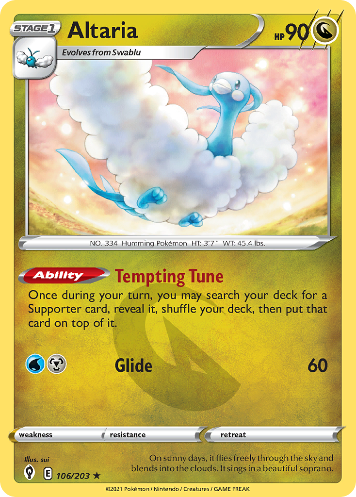 Altaria 106/203 Rare Reverse Holo Evolving Skies NM/LP