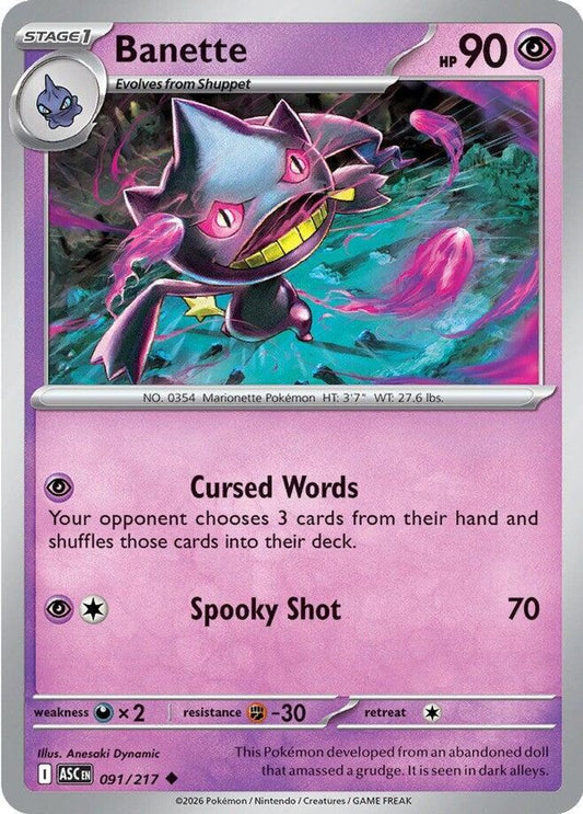 Banette 091/217 Uncommon Ascended Heroes NM/M