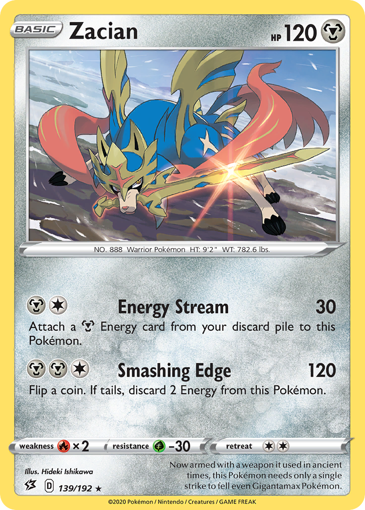 Zacian 139/192 Rare Reverse Holo Rebel Clash NM/LP
