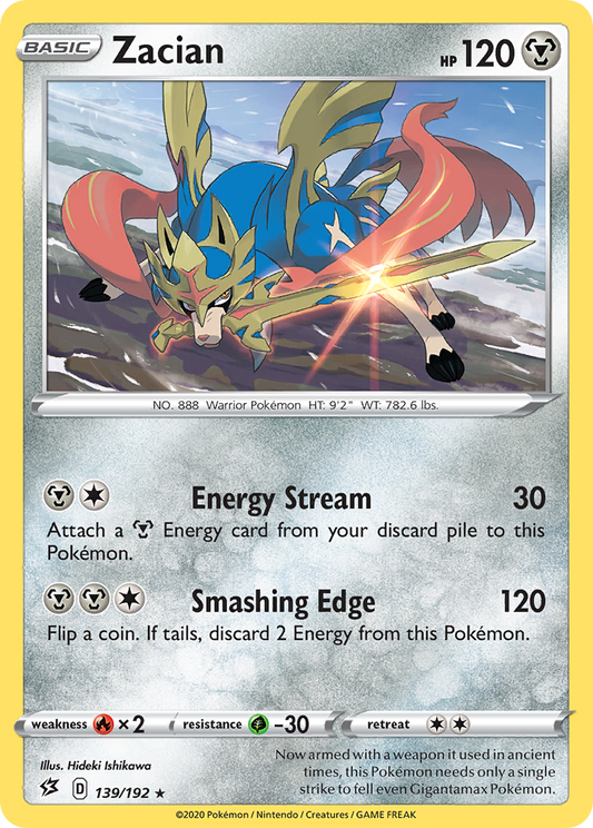 Zacian 139/192 Rare Reverse Holo Rebel Clash NM/LP